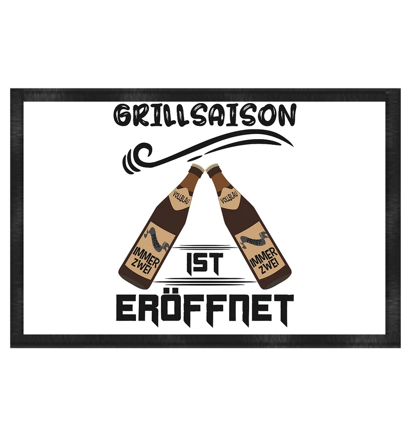 Grillsaison ist eröffnet, Grillen, Party, Feiern, Schwarzes Design - Fußmatte 60x40cm