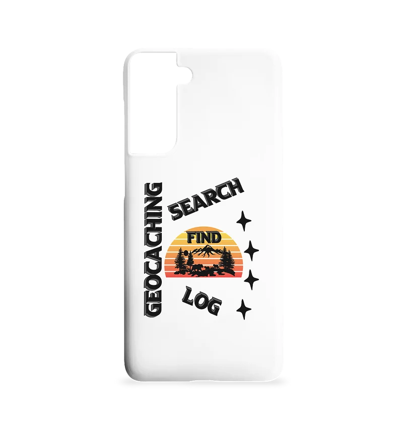Geocaching, Suchen, Finden und Log, Geocache Schwarzes Design Mounten - Samsung S21 Handyhülle