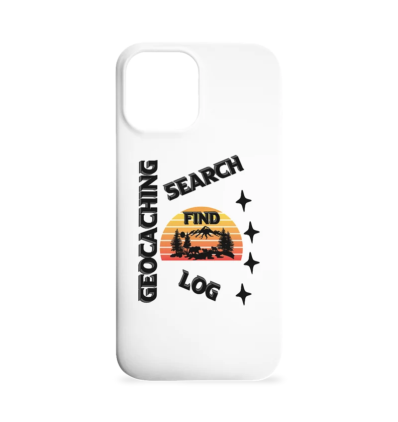 Geocaching, Suchen, Finden und Log, Geocache Schwarzes Design Mounten - Iphone 12 Max Handyhülle