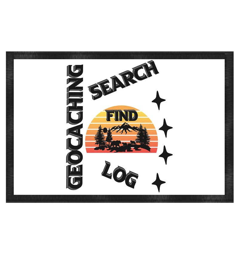 Geocaching, Suchen, Finden und Log, Geocache Schwarzes Design Mounten - Fußmatte 60x40cm