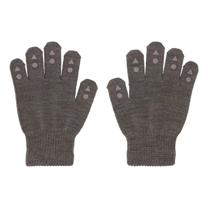 Rutschfeste Fingerhandschuhe Merinowolle - Braunmeliert