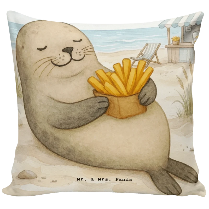 40x40 Kissen Robbe Pommes Design