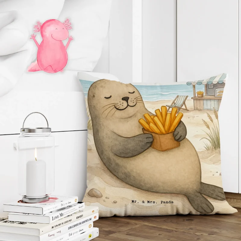 40x40 Kissen Robbe Pommes Design