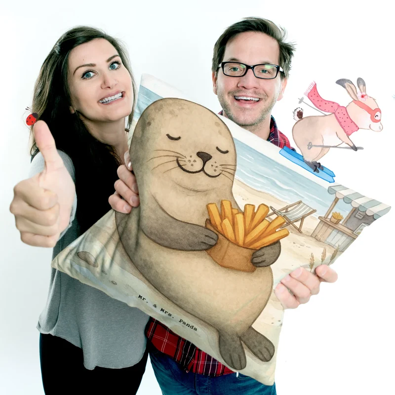 40x40 Kissen Robbe Pommes Design