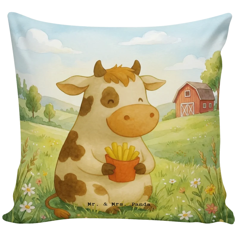 40x40 Kissen Kuh Pommes Design