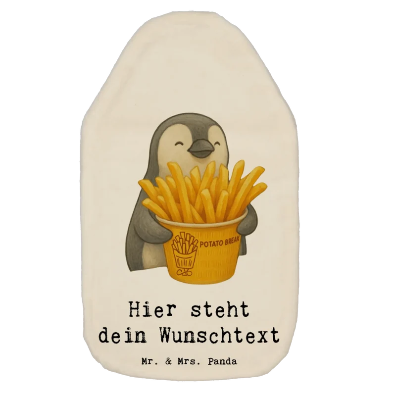 Personalisierte Wärmflasche Pinguin Pommes Eimer