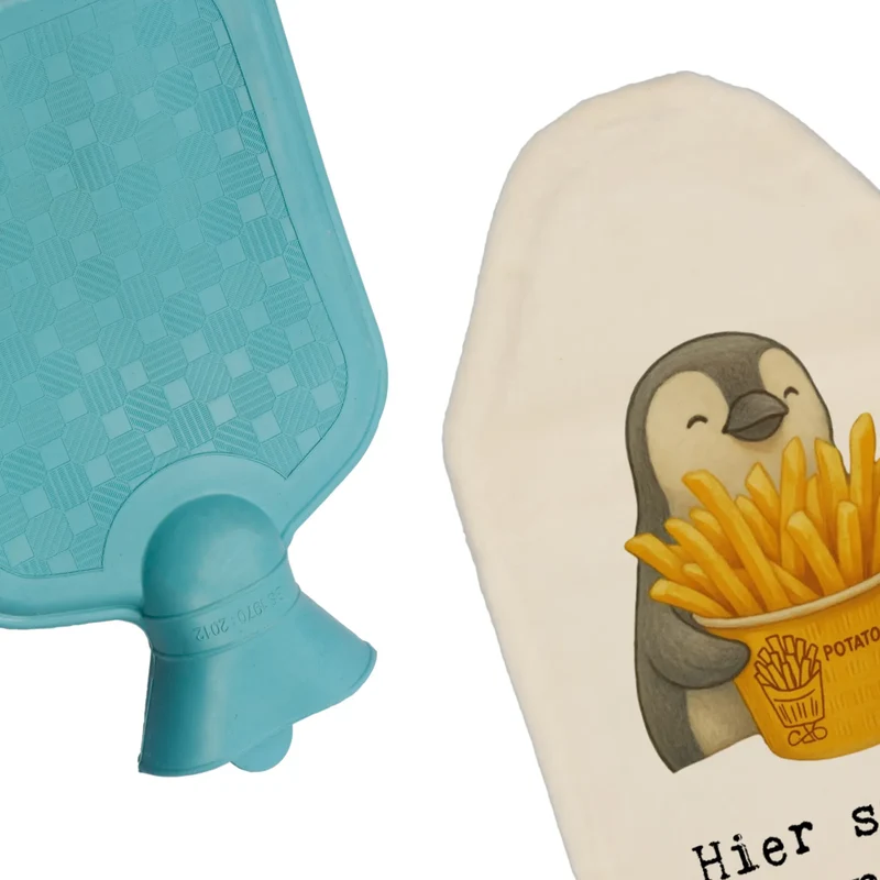 Personalisierte Wärmflasche Pinguin Pommes Eimer