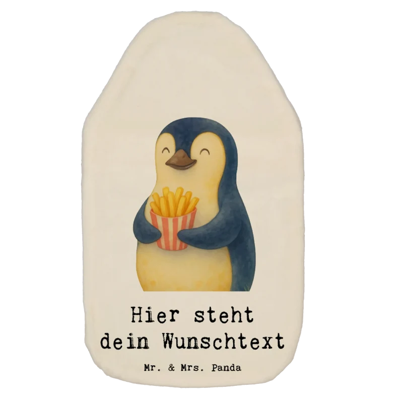 Personalisierte Wärmflasche Pinguin Frühling Pommes