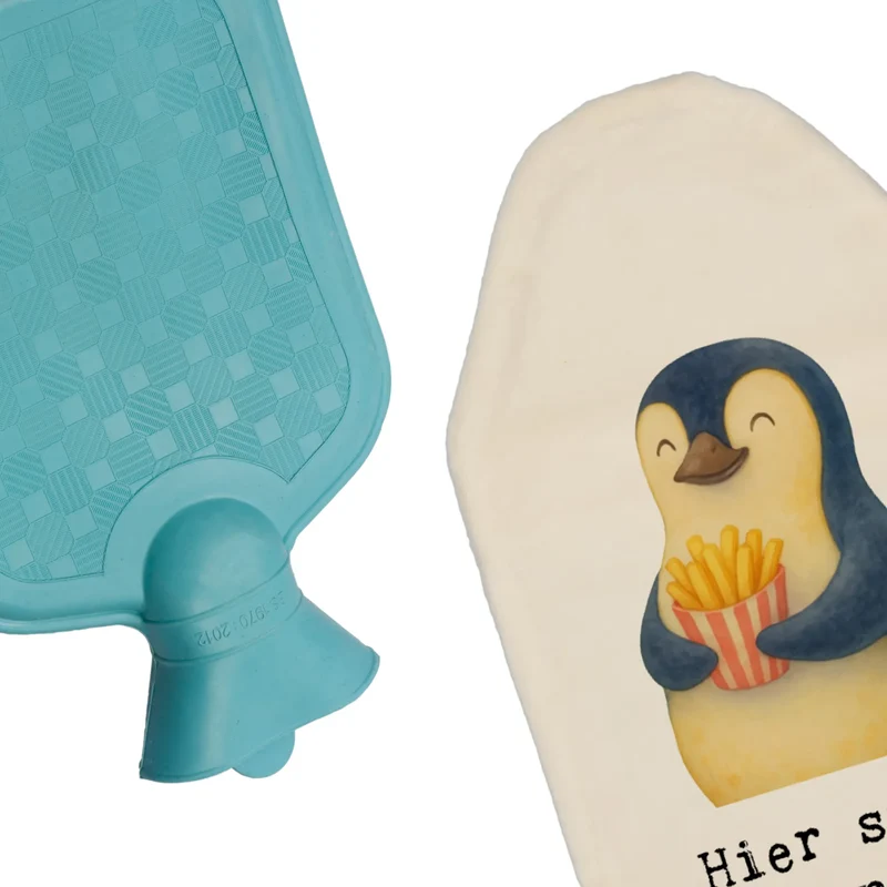 Personalisierte Wärmflasche Pinguin Frühling Pommes