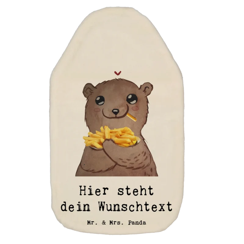Personalisierte Wärmflasche Bär Pommes verliebt