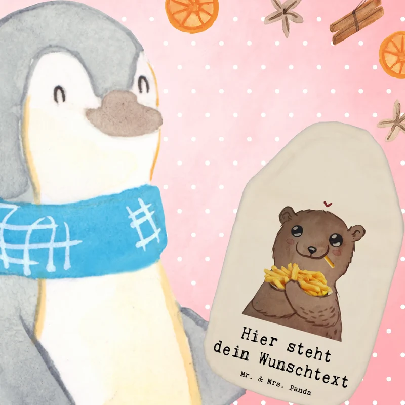 Personalisierte Wärmflasche Bär Pommes verliebt