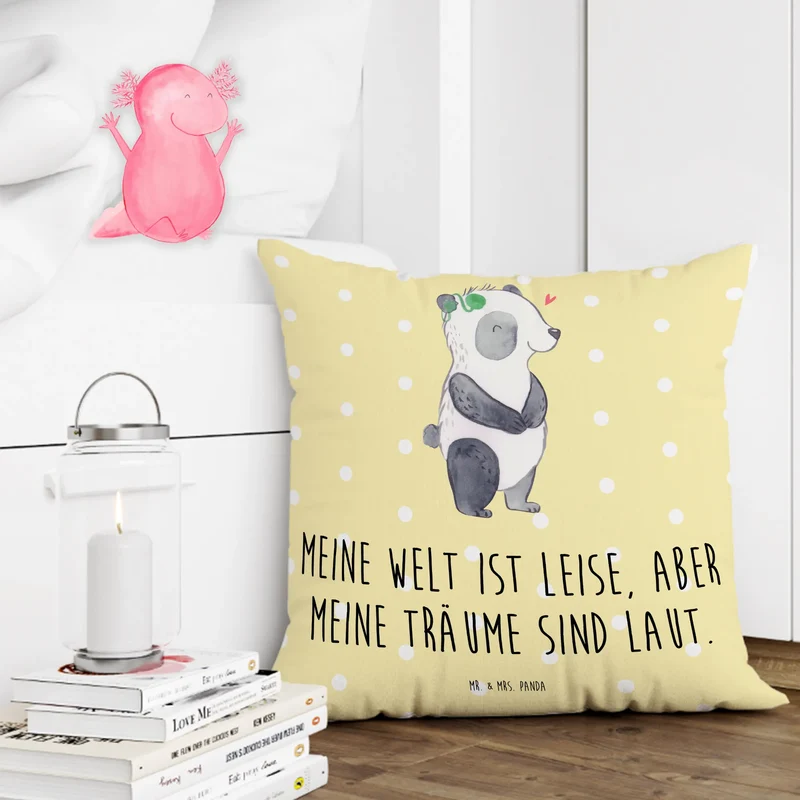 40x40 Kissen Panda Gehörlos