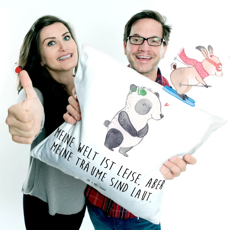 40x40 Kissen Panda Gehörlos