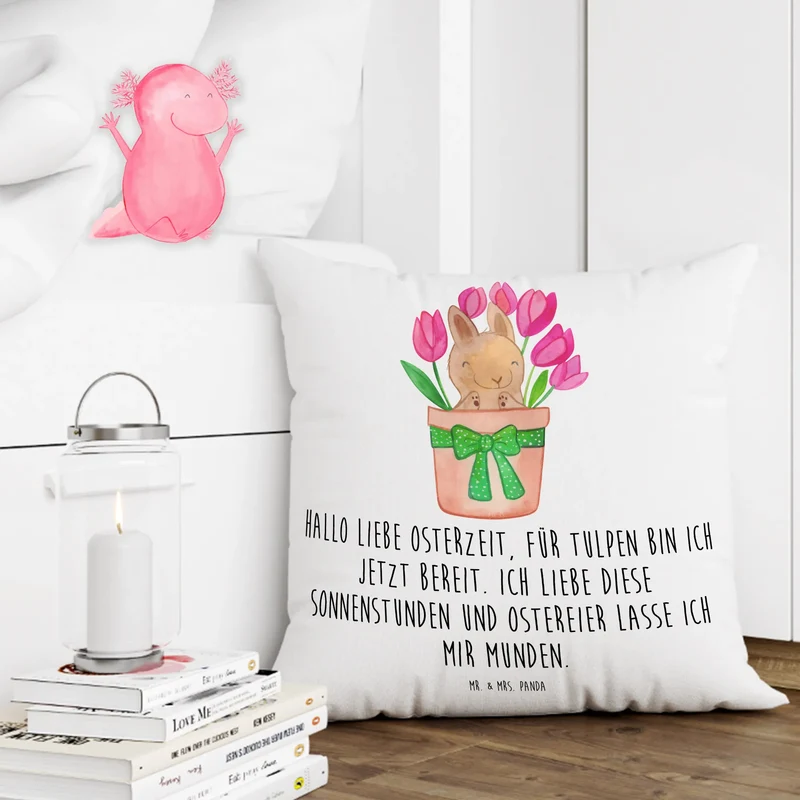 40x40 Kissen Hase Tulpen