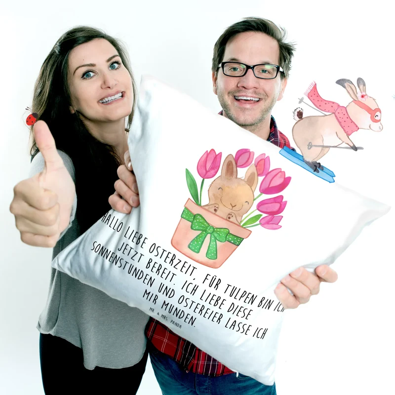 40x40 Kissen Hase Tulpen