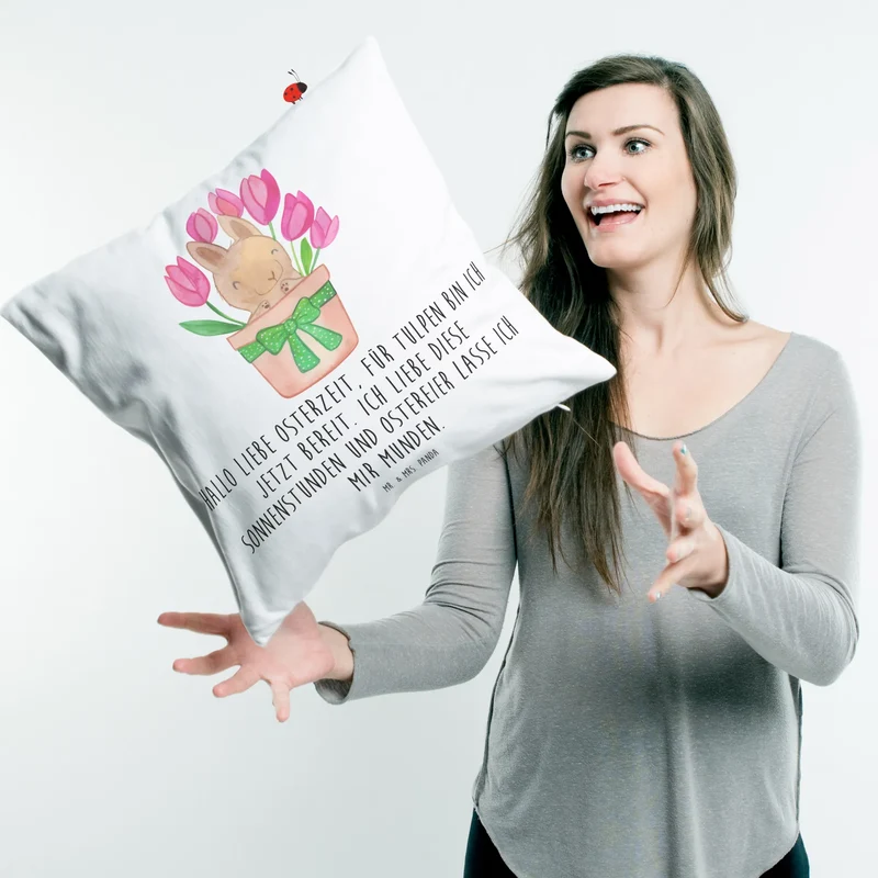 40x40 Kissen Hase Tulpen