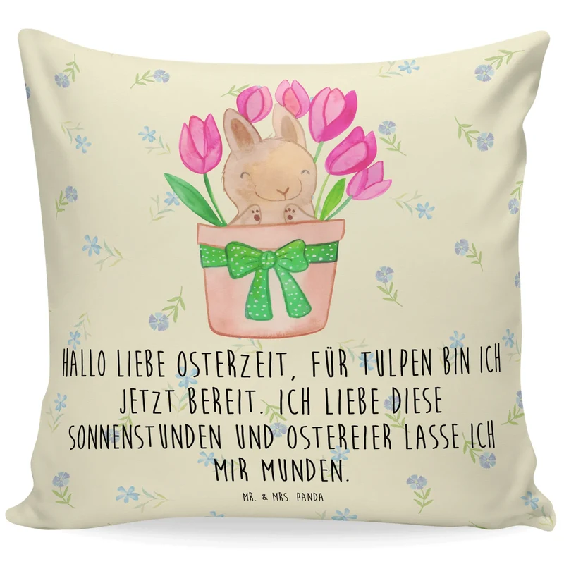 40x40 Kissen Hase Tulpen