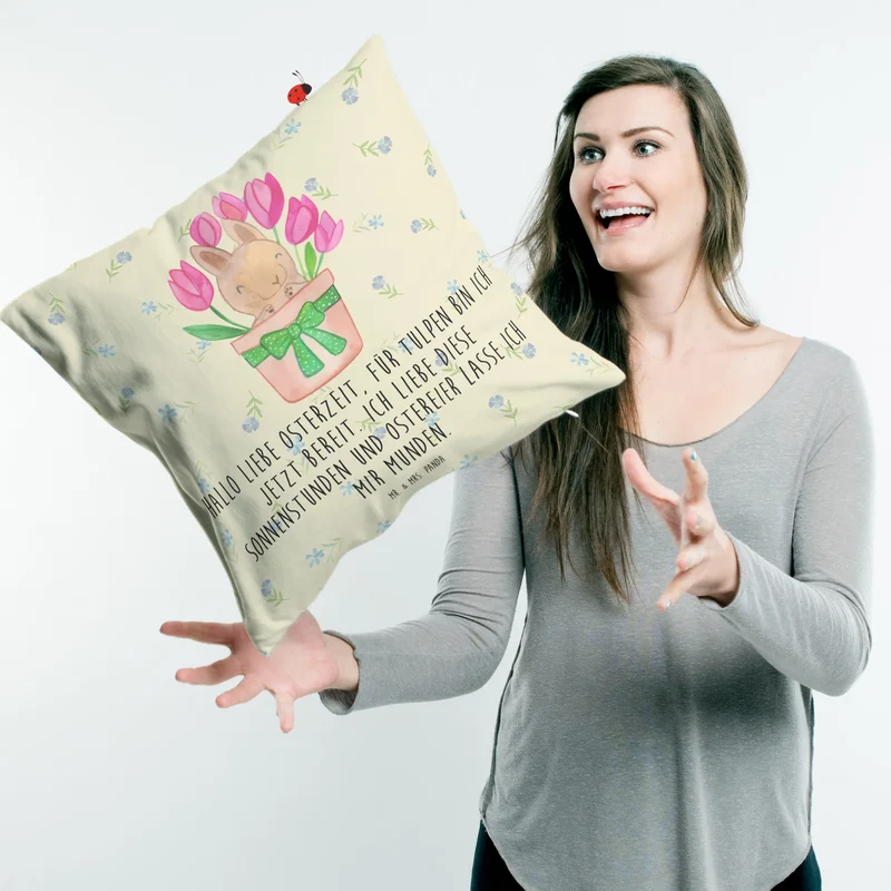 40x40 Kissen Hase Tulpen