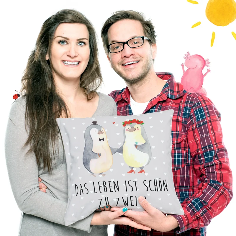 40x40 Kissen Pinguin Heirat