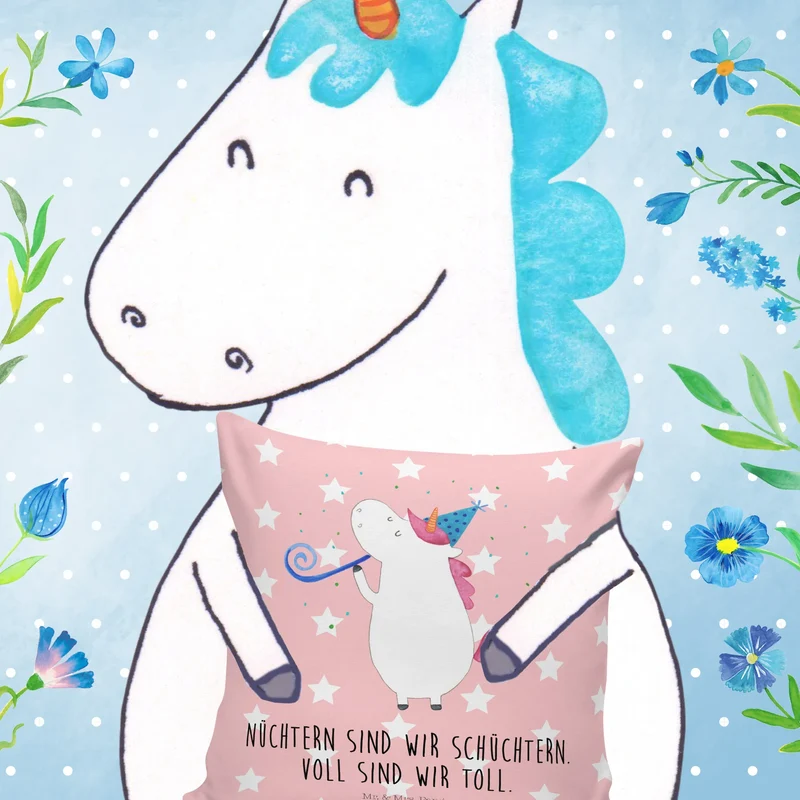 40x40 Kissen Einhorn Party