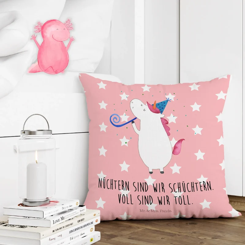 40x40 Kissen Einhorn Party