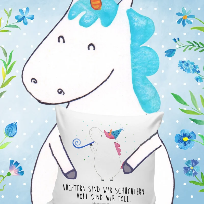 40x40 Kissen Einhorn Party