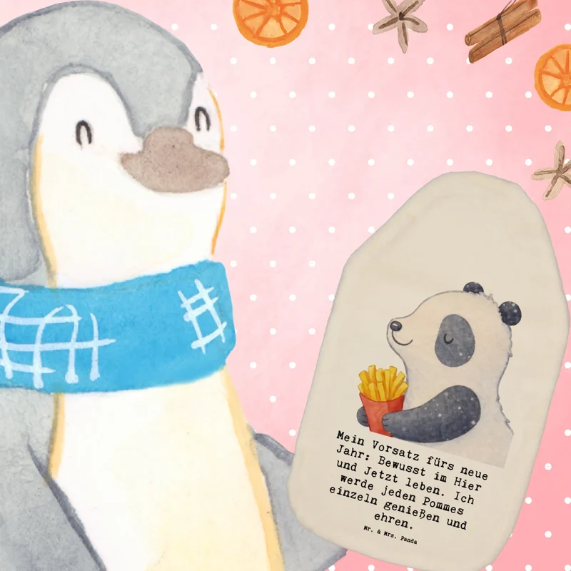 Wärmflasche Panda Winter Pommes