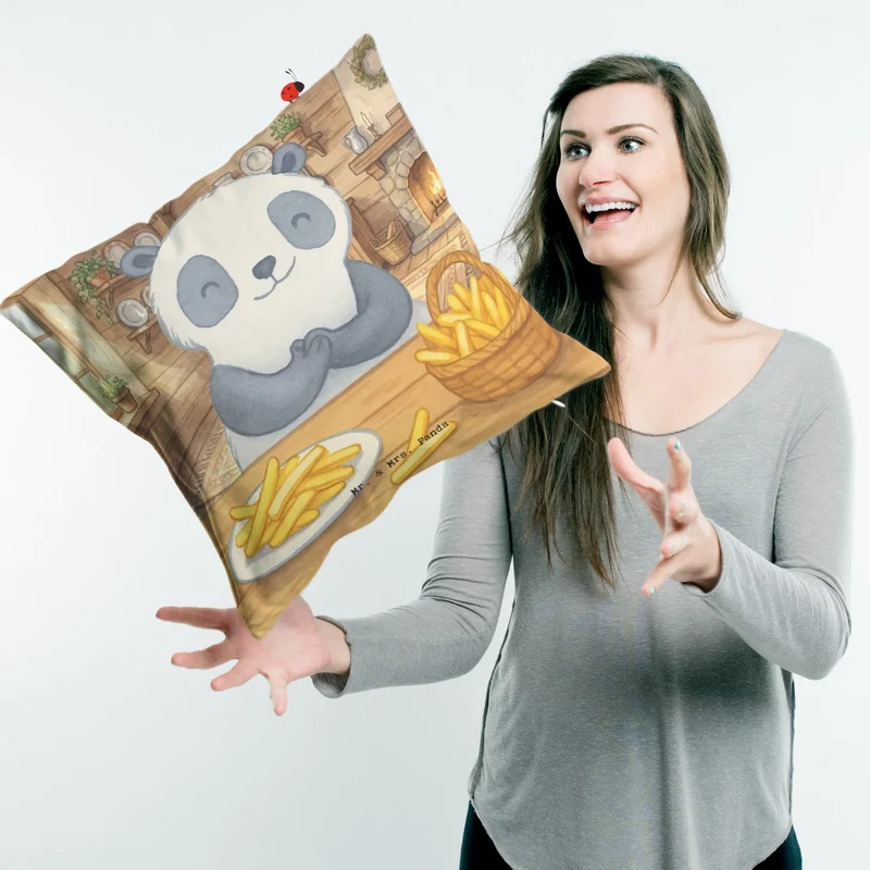 40x40 Kissen Panda Pommes Gebet Design