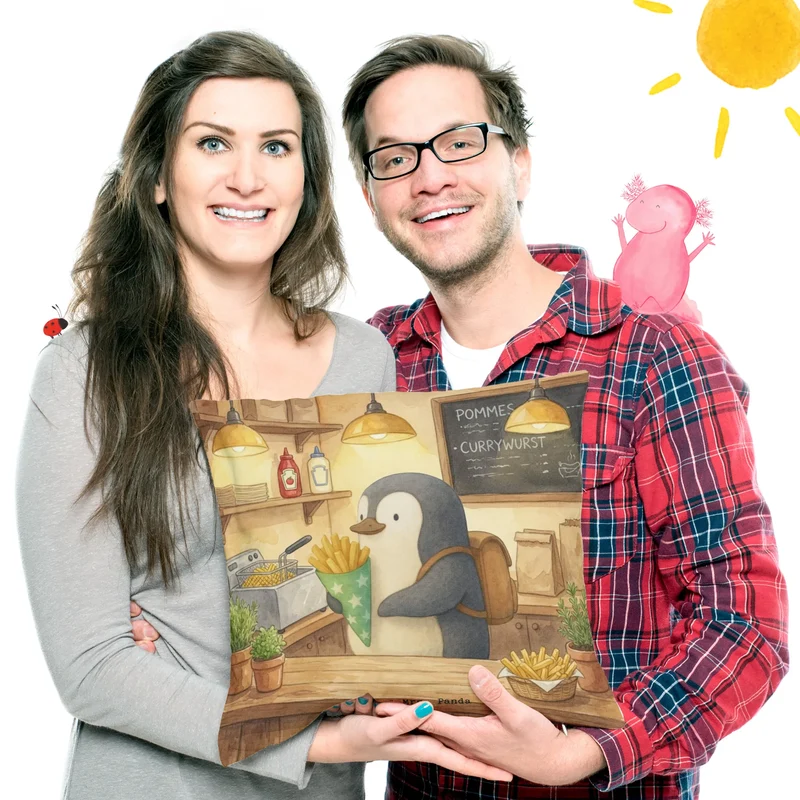 40x40 Kissen Pinguin Pommestüte Design