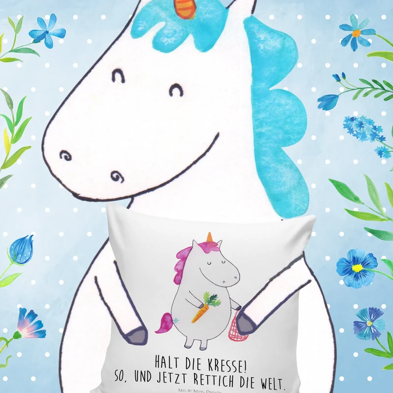40x40 Kissen Einhorn Gemüse