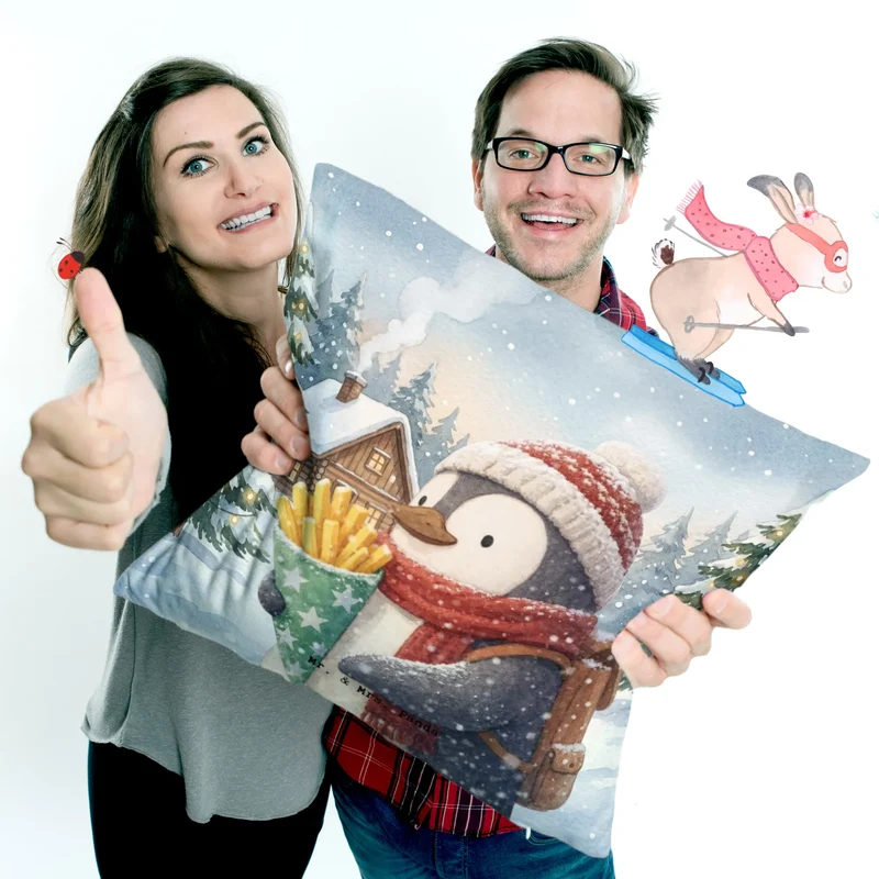 40x40 Kissen Pinguin Winter Pommes Design