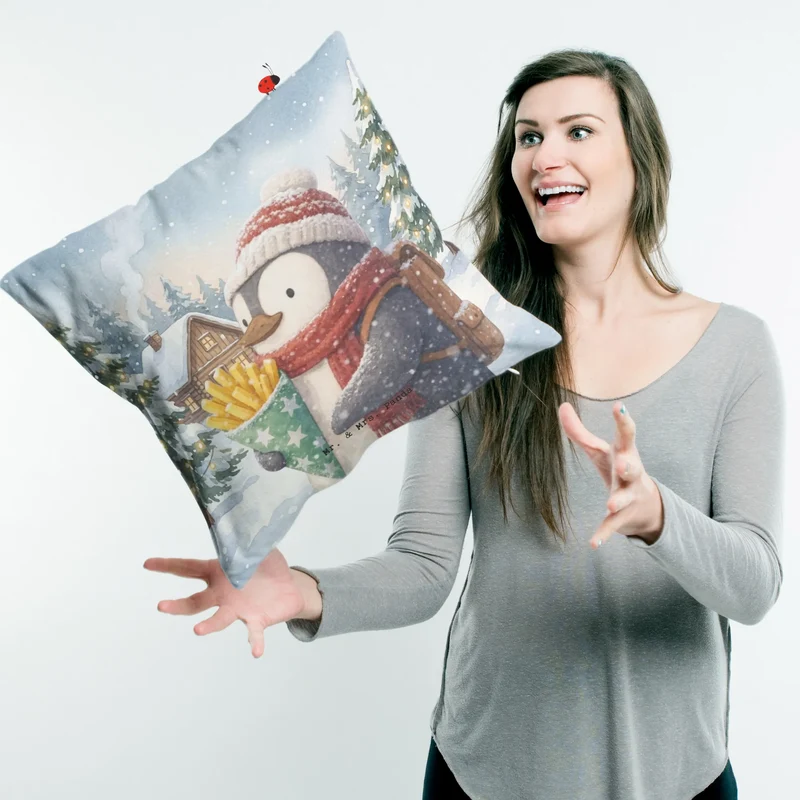 40x40 Kissen Pinguin Winter Pommes Design