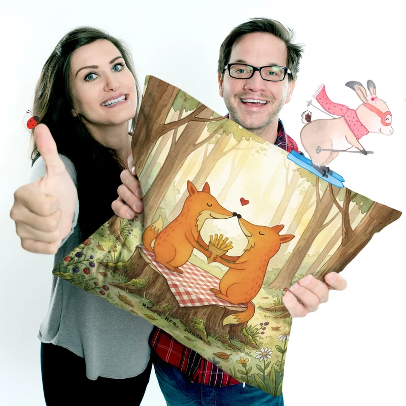 40x40 Kissen Füchse Liebe Pommes Design