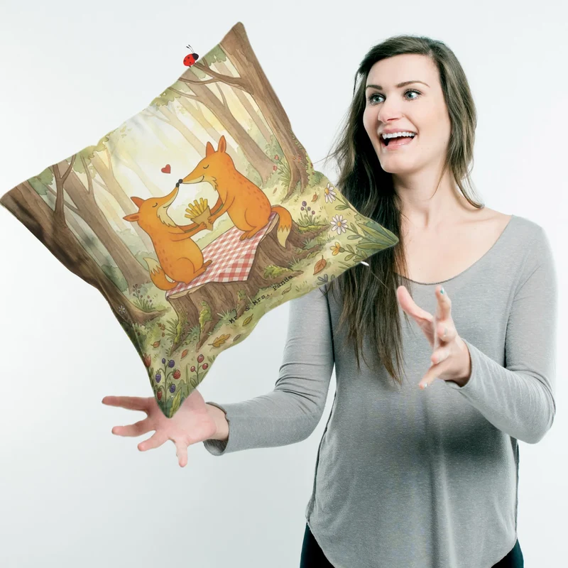 40x40 Kissen Füchse Liebe Pommes Design