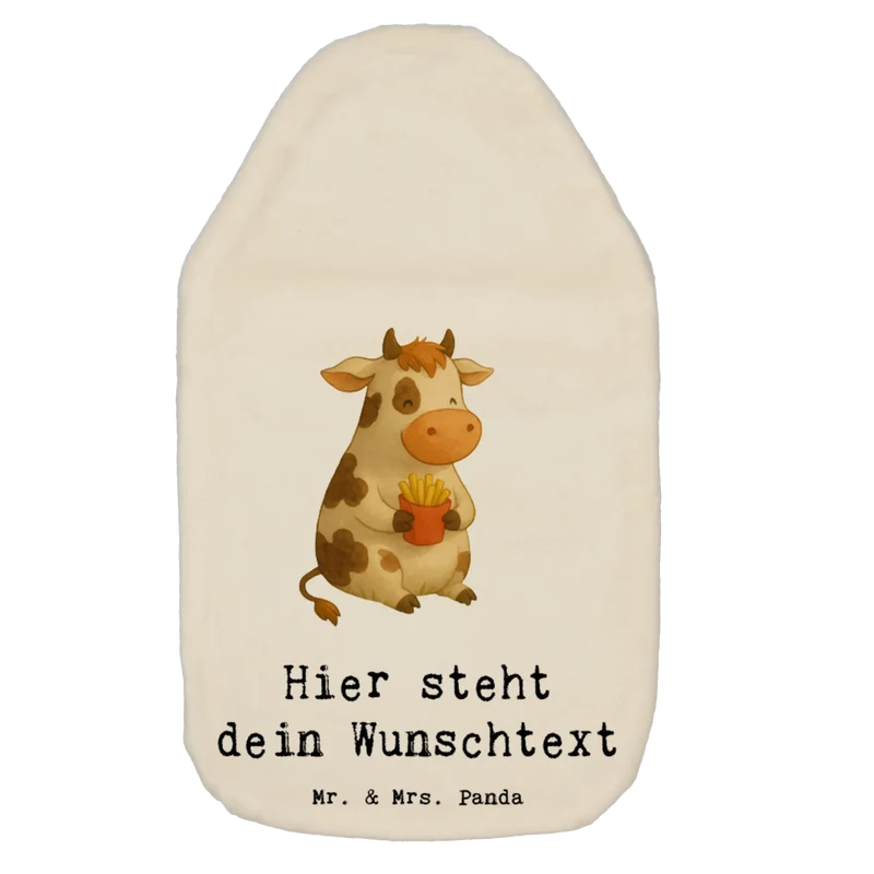 Personalisierte Wärmflasche Kuh Pommes