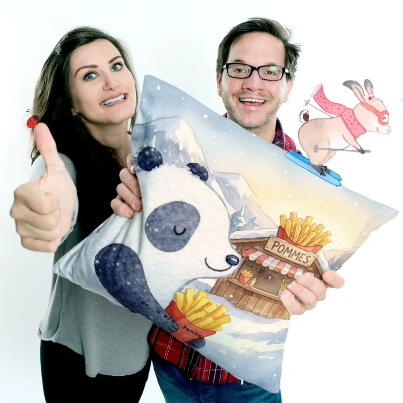 40x40 Kissen Panda Winter Pommes Design