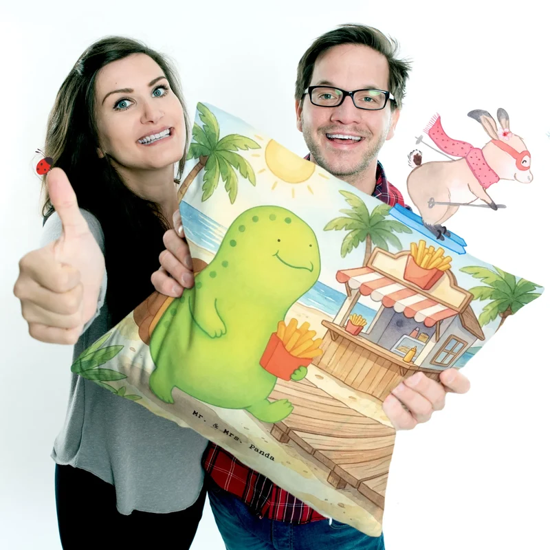 40x40 Kissen Schildkröte Pommes Design