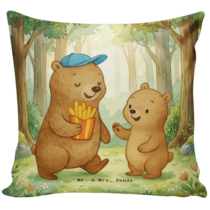 40x40 Kissen Bär Kind Pommes Design