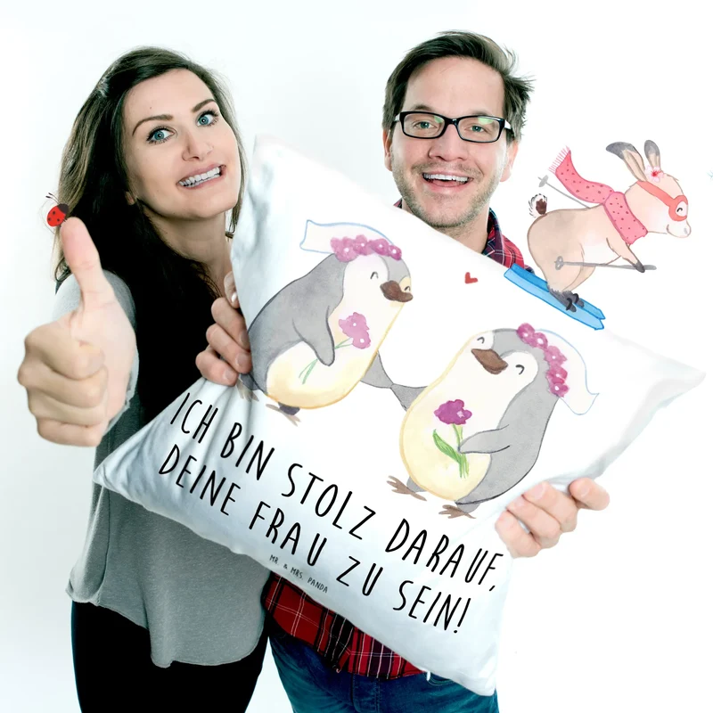 40x40 Kissen Pinguine Lesbian Pride