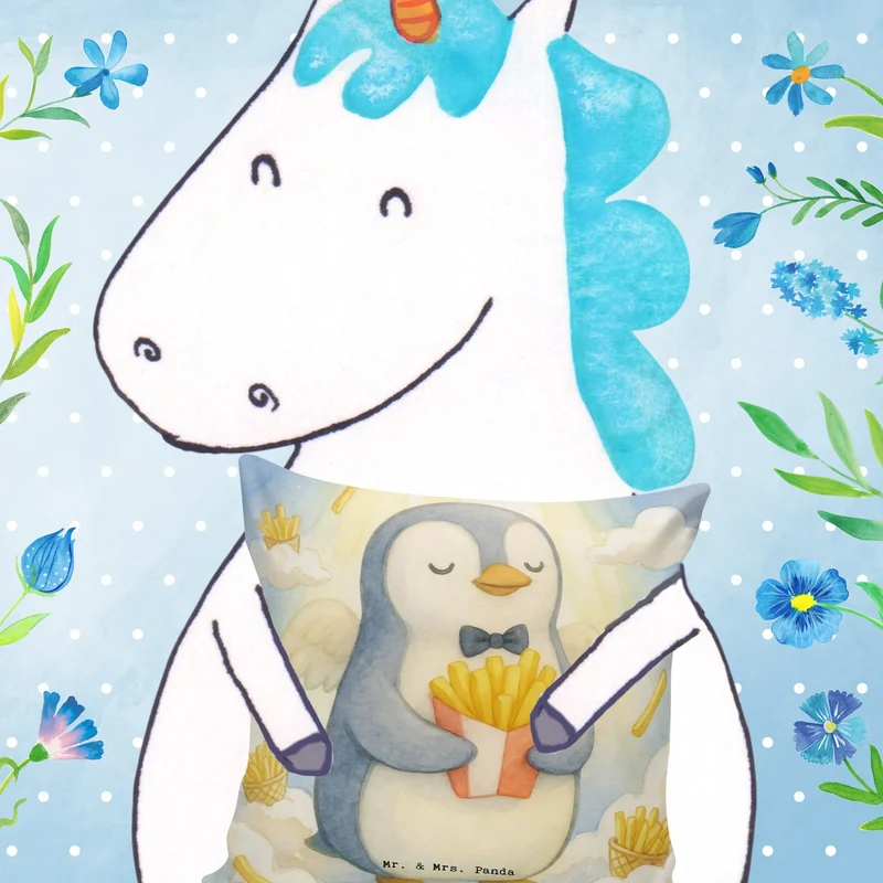 40x40 Kissen Pinguin Engel Pommes Design