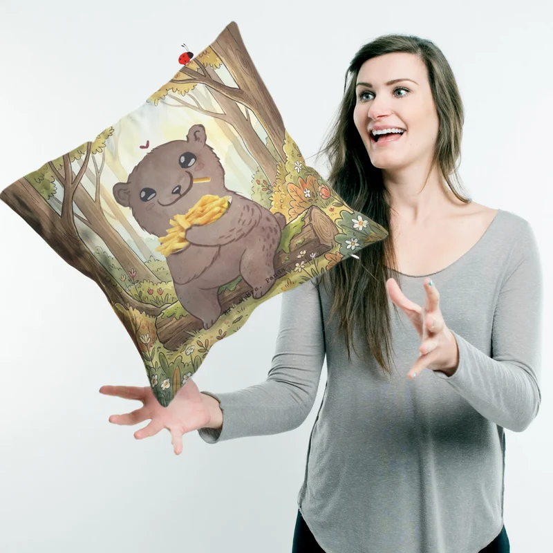 40x40 Kissen Bär Pommes verliebt Design
