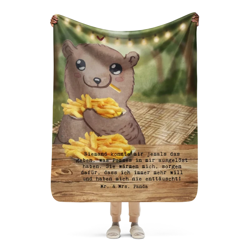 Sherpa Kuscheldecke Bär Pommes verliebt Design