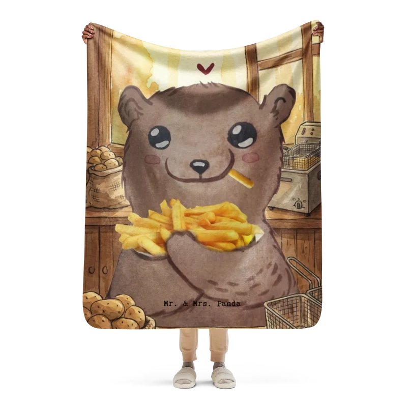 Sherpa Kuscheldecke Bär Pommes verliebt Design