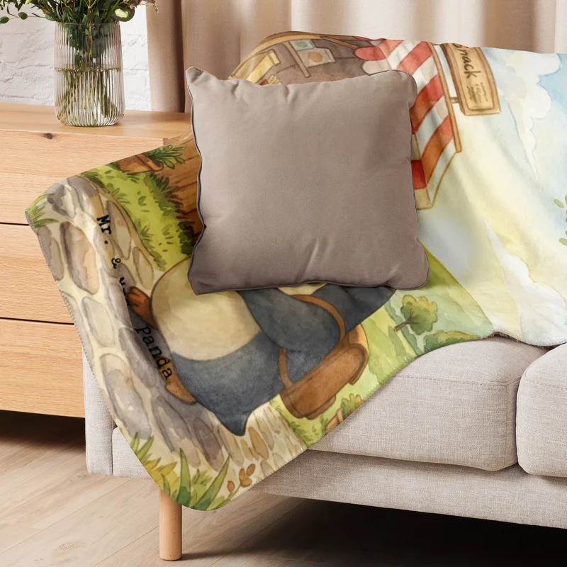 Sherpa Kuscheldecke Pinguin Pommestüte Design