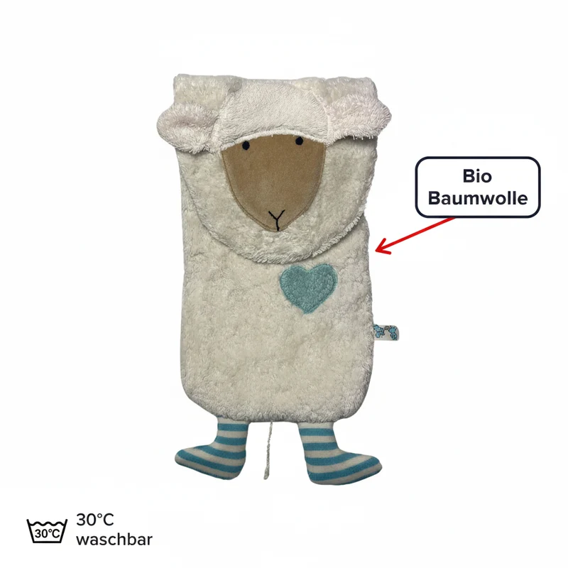 Bio Wärmflasche Schaf aus Bio-Baumwolle – 800ml Naturkautschuk