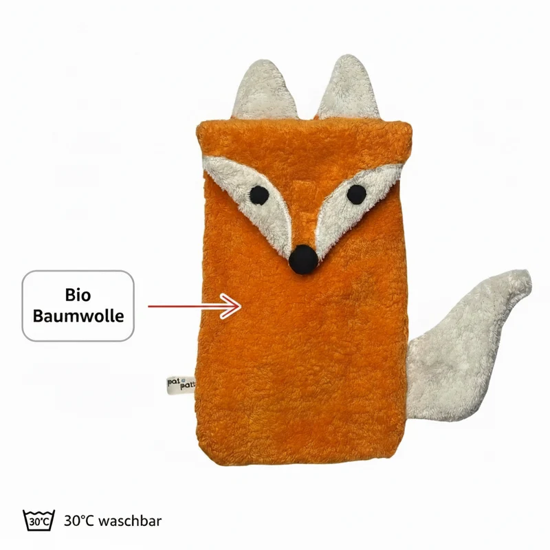 Bio Wärmflasche Fuchs aus Bio-Baumwolle – 800ml Naturkautschuk