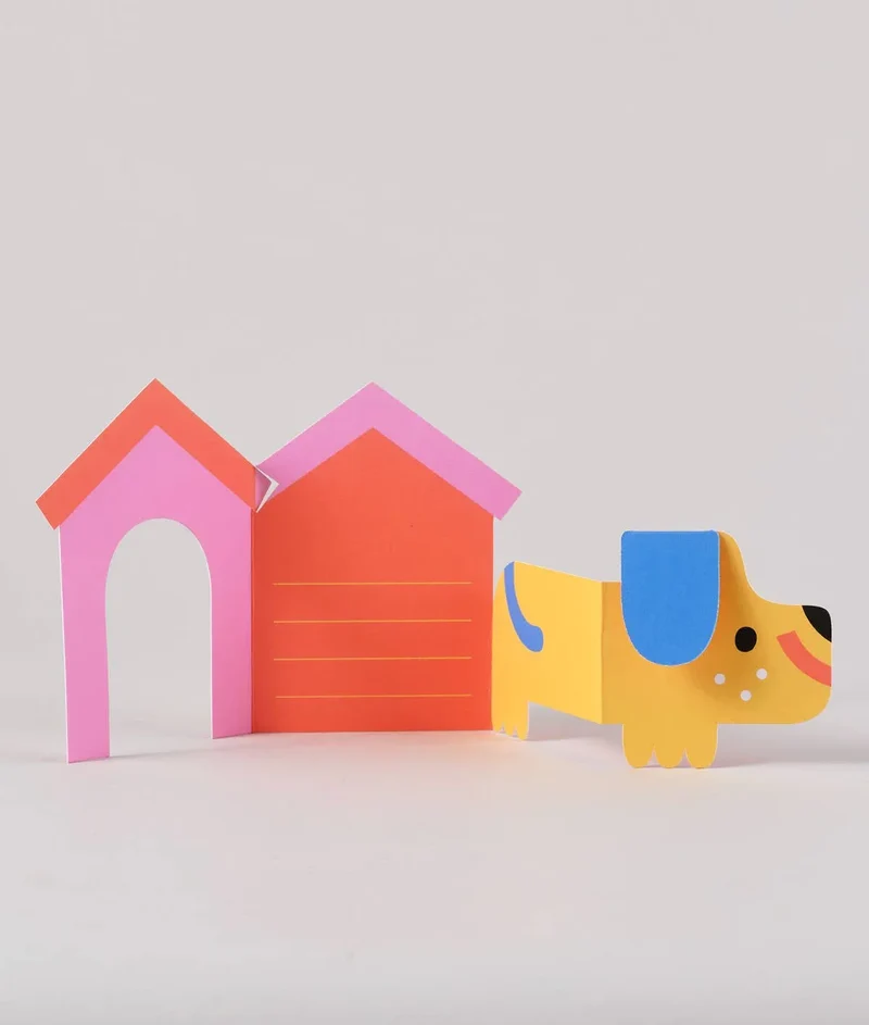 Ausklappbare Geburtstagskarte - Dog In House