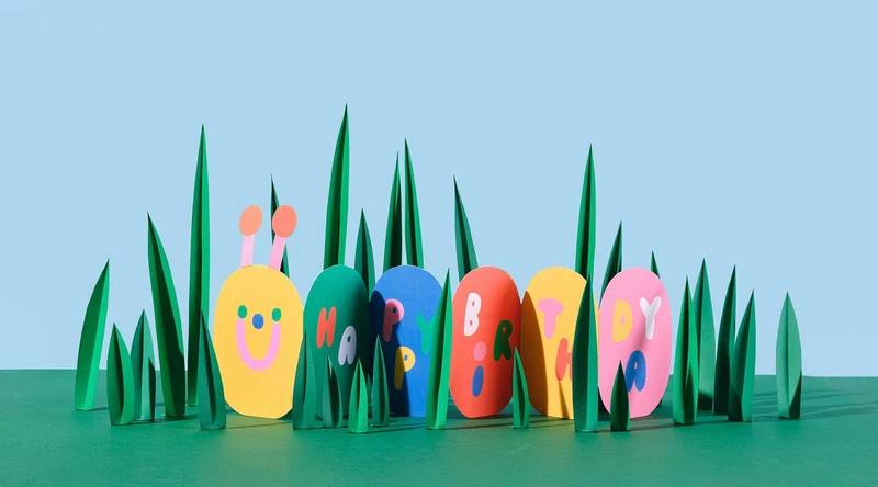 Ausklappbare Geburtstagskarte - Caterpillar
