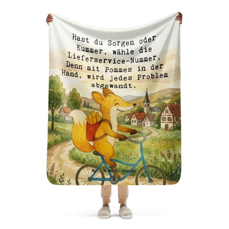 Sherpa Kuscheldecke Fuchs Lieferung Pommes Design