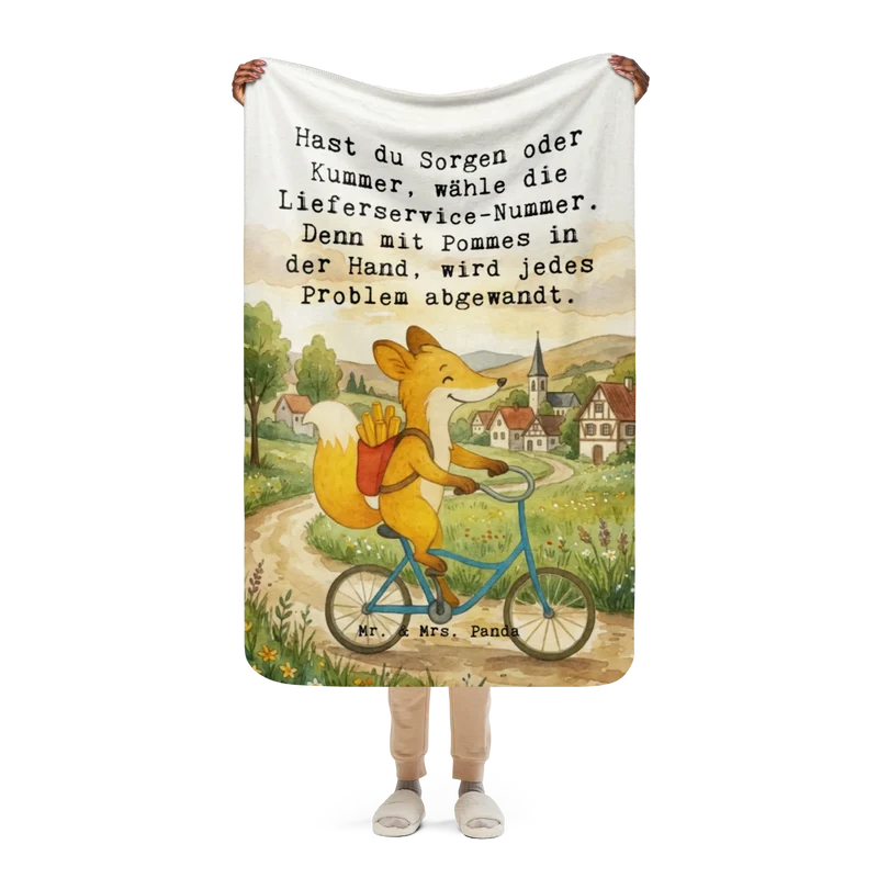 Sherpa Kuscheldecke Fuchs Lieferung Pommes Design
